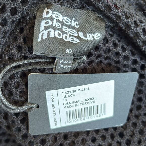 Basic Pleasure Mode Cropped Fishnet Hoodie in Black PacSun Urban Outfitters - Picture 6 of 9